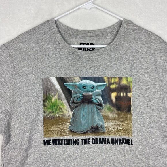 Star Wars Baby Yoda Graphic T-Shirt Adult Size 2XL Gray Crewneck Short Sleeve - Picture 3 of 6